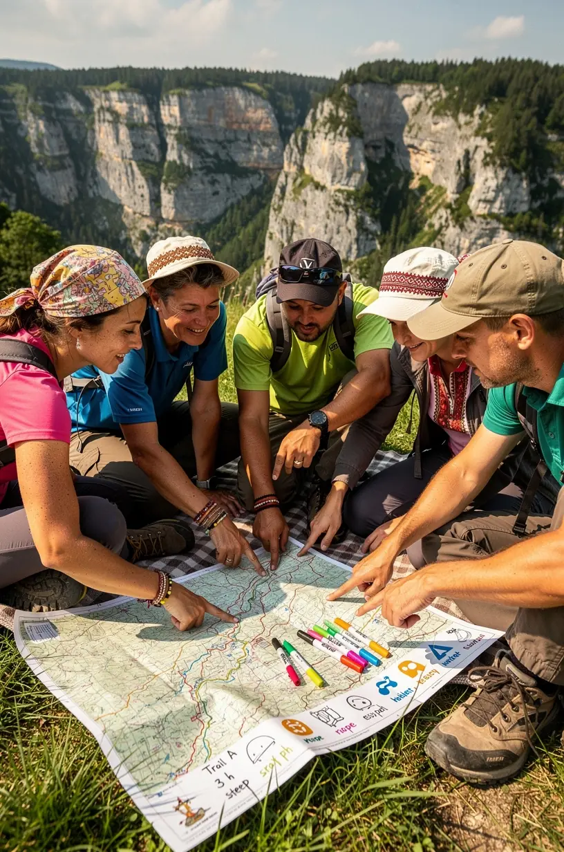 Close-up of sturdy hiking boots and safety gear laid out for a day of adventure in Slovak Paradise National Park.